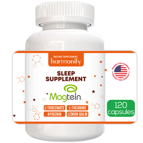 Magnesium L Threonate L Theanine Lemon Balm and Apigenin 4 in 1 Sleep Supplement, 1400 mg 120 Capsules, Vegan, Non-GMO & Gluten Free, GMP Certified